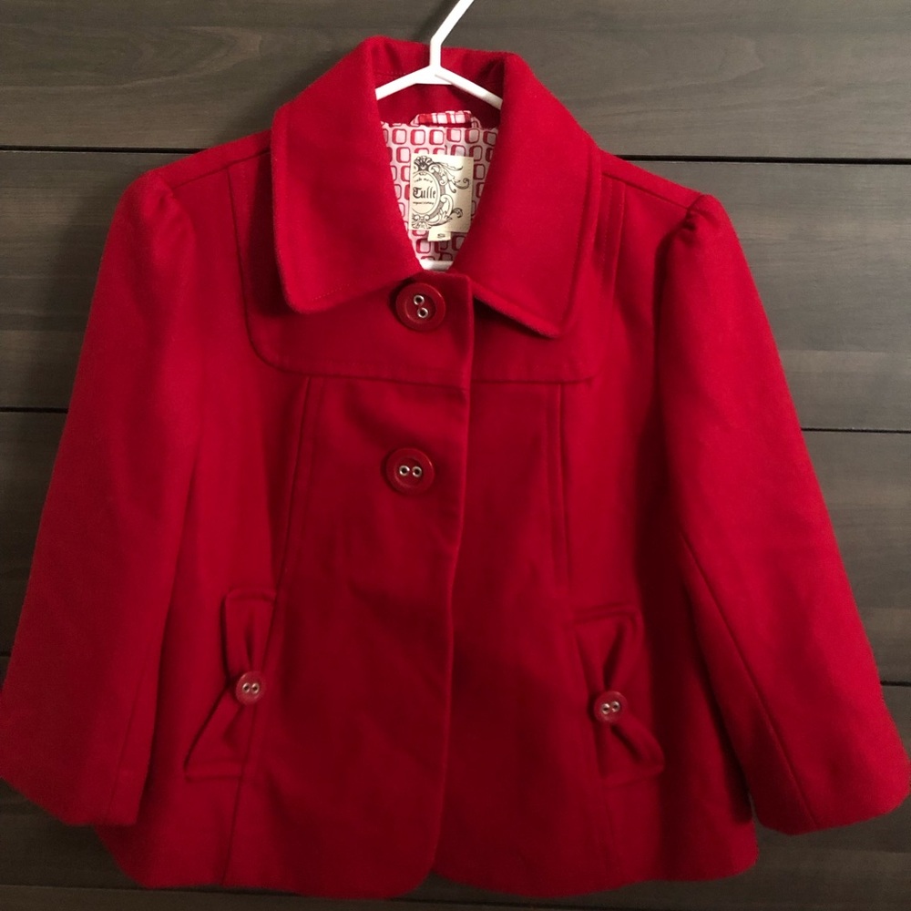 Gorgeous Red Wool Pea Coat from Tulle
